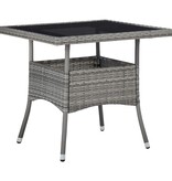 VidaXL Tuintafel poly rattan en glas grijs
