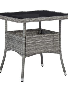 VidaXL Tuintafel poly rattan en glas grijs