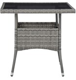 VidaXL Tuintafel poly rattan en glas grijs