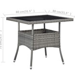 VidaXL Tuintafel poly rattan en glas grijs