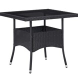 VidaXL Tuintafel poly rattan en glas zwart