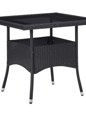 VidaXL Tuintafel poly rattan en glas zwart