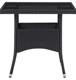 VidaXL Tuintafel poly rattan en glas zwart