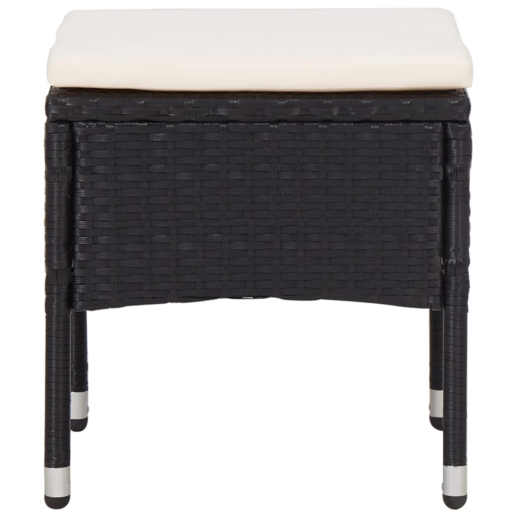 VidaXL 5-delige Tuinset poly rattan en glas zwart