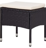 VidaXL 5-delige Tuinset poly rattan en glas zwart