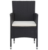 VidaXL 5-delige Tuinset poly rattan en glas zwart