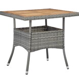 VidaXL Tuintafel poly rattan en massief acaciahout grijs