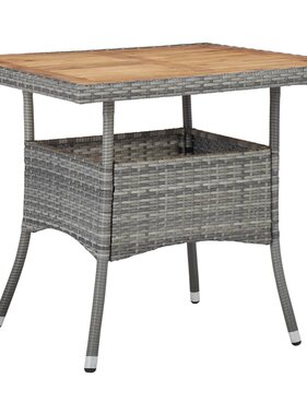 VidaXL Tuintafel poly rattan en massief acaciahout grijs