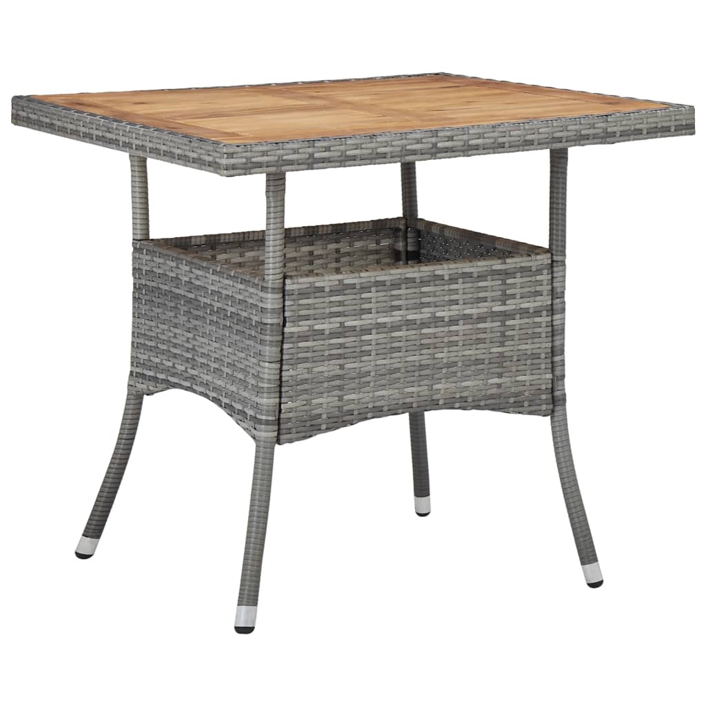 VidaXL Tuintafel poly rattan en massief acaciahout grijs
