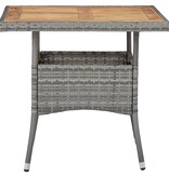 VidaXL Tuintafel poly rattan en massief acaciahout grijs