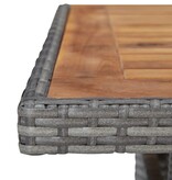 VidaXL Tuintafel poly rattan en massief acaciahout grijs