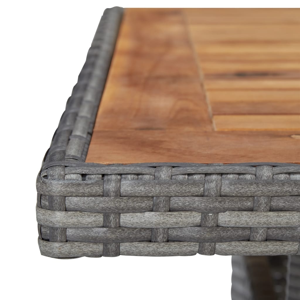 VidaXL Tuintafel poly rattan en massief acaciahout grijs