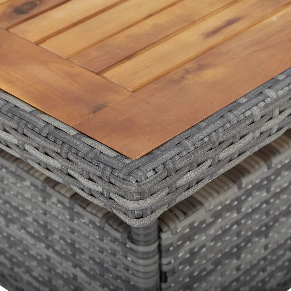 VidaXL Tuintafel poly rattan en massief acaciahout grijs