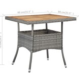 VidaXL Tuintafel poly rattan en massief acaciahout grijs