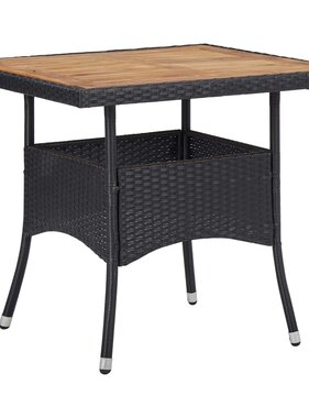 VidaXL Tuintafel poly rattan en massief acaciahout zwart