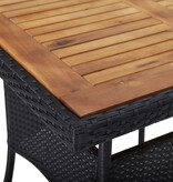 VidaXL Tuintafel poly rattan en massief acaciahout zwart