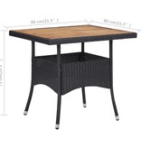VidaXL Tuintafel poly rattan en massief acaciahout zwart