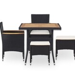 VidaXL 5-delige Tuinset poly rattan en acaciahout zwart
