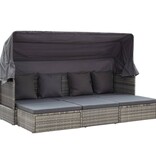 VidaXL Tuinbed met luifel poly rattan gemengd grijs
