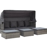 VidaXL Tuinbed met luifel poly rattan gemengd grijs