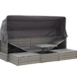 VidaXL Tuinbed met luifel poly rattan gemengd grijs