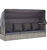 VidaXL Tuinbed met luifel poly rattan gemengd grijs