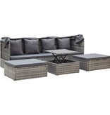 VidaXL Tuinbed met luifel poly rattan gemengd grijs