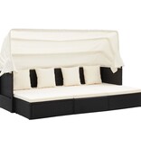 VidaXL Tuinbed met luifel poly rattan zwart