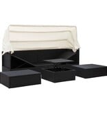 VidaXL Tuinbed met luifel poly rattan zwart