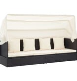 VidaXL Tuinbed met luifel poly rattan zwart