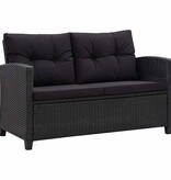 VidaXL Tuinbank 2-zits met kussens 124 cm poly rattan zwart