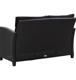 VidaXL Tuinbank 2-zits met kussens 124 cm poly rattan zwart