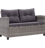 VidaXL Tuinbank 2-zits met kussens 124 cm poly rattan grijs