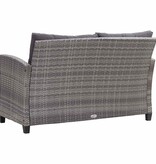 VidaXL Tuinbank 2-zits met kussens 124 cm poly rattan grijs