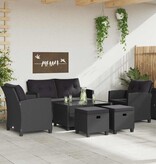 VidaXL 6-delige Loungeset met kussens poly rattan zwart