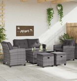 VidaXL 6-delige Loungeset met kussens poly rattan donkergrijs