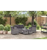 VidaXL 6-delige Loungeset met kussens poly rattan donkergrijs