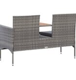 VidaXL Tuinbank 2-zits met tafeltje 143 cm poly rattan grijs