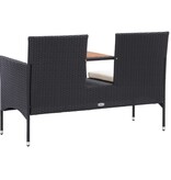 VidaXL Tuinbank 2-zits met tafeltje 143 cm poly rattan zwart