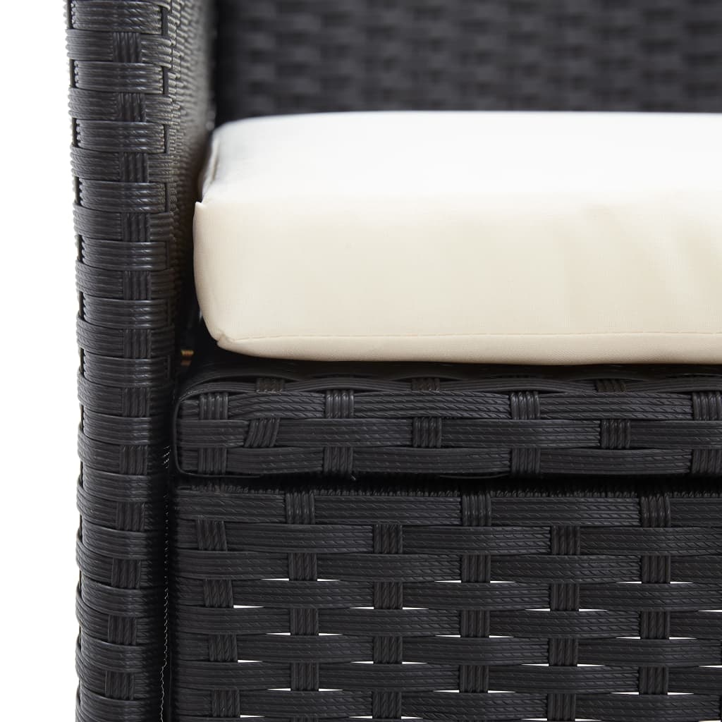 VidaXL Tuinbank 2-zits met tafeltje 143 cm poly rattan zwart