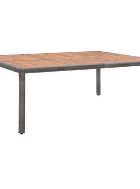 VidaXL Tuintafel 200x150x74 cm poly rattan en massief acaciahout grijs