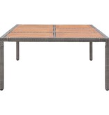 VidaXL Tuintafel 200x150x74 cm poly rattan en massief acaciahout grijs