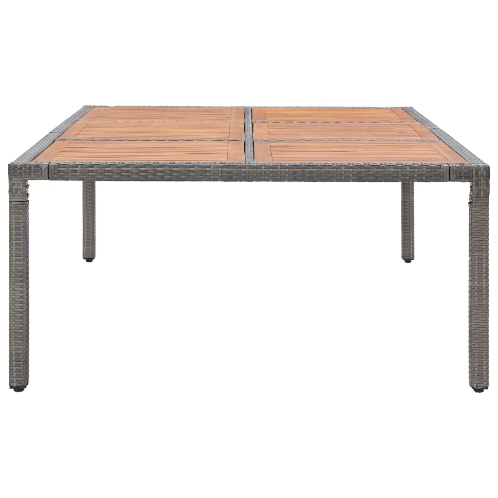 VidaXL Tuintafel 200x150x74 cm poly rattan en massief acaciahout grijs