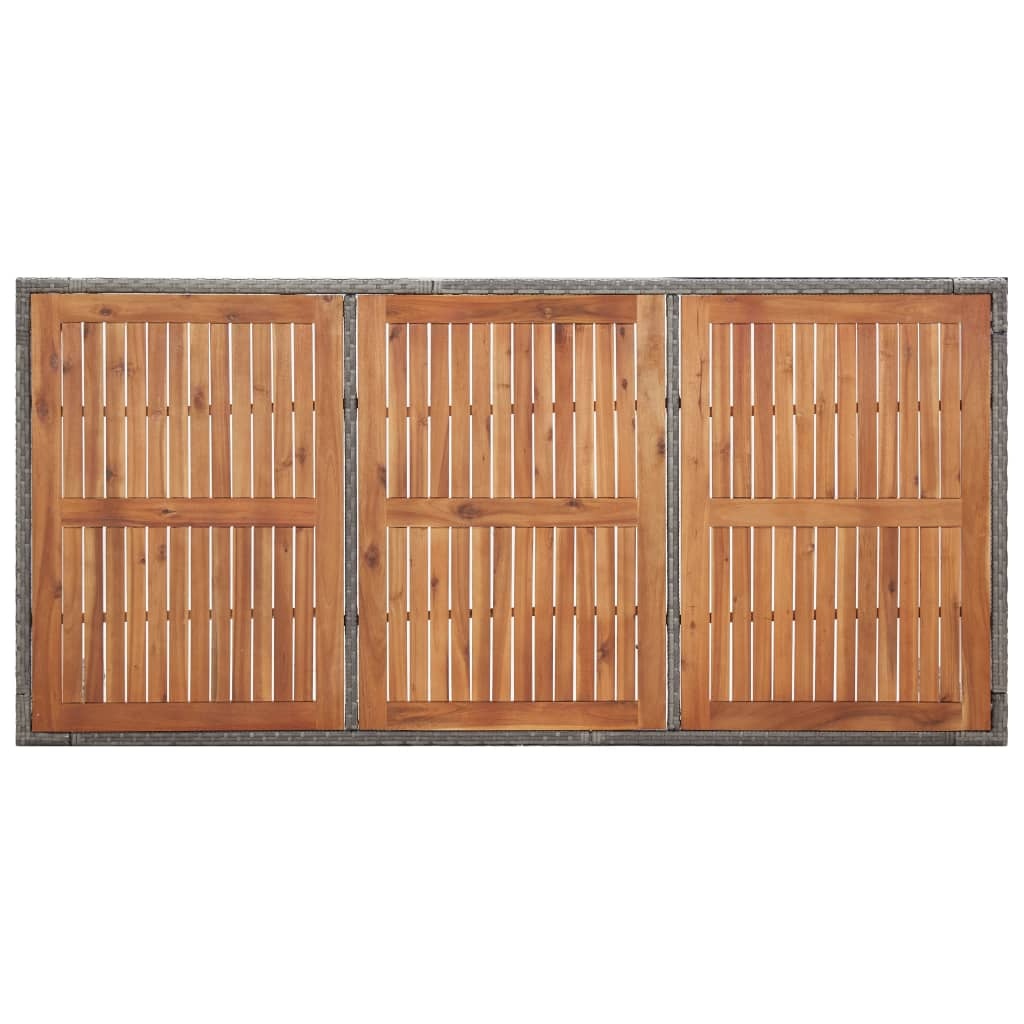 VidaXL Tuintafel 200x150x74 cm poly rattan en massief acaciahout grijs