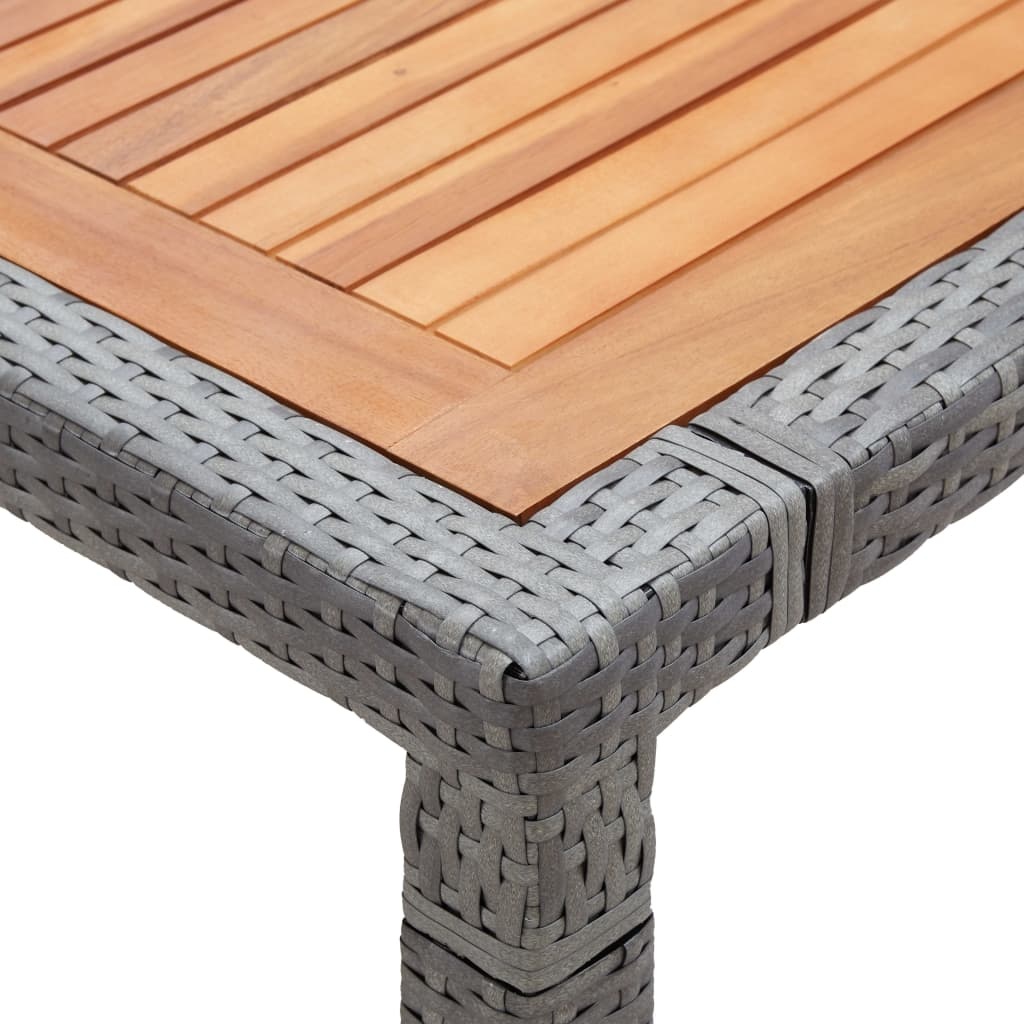 VidaXL Tuintafel 200x150x74 cm poly rattan en massief acaciahout grijs