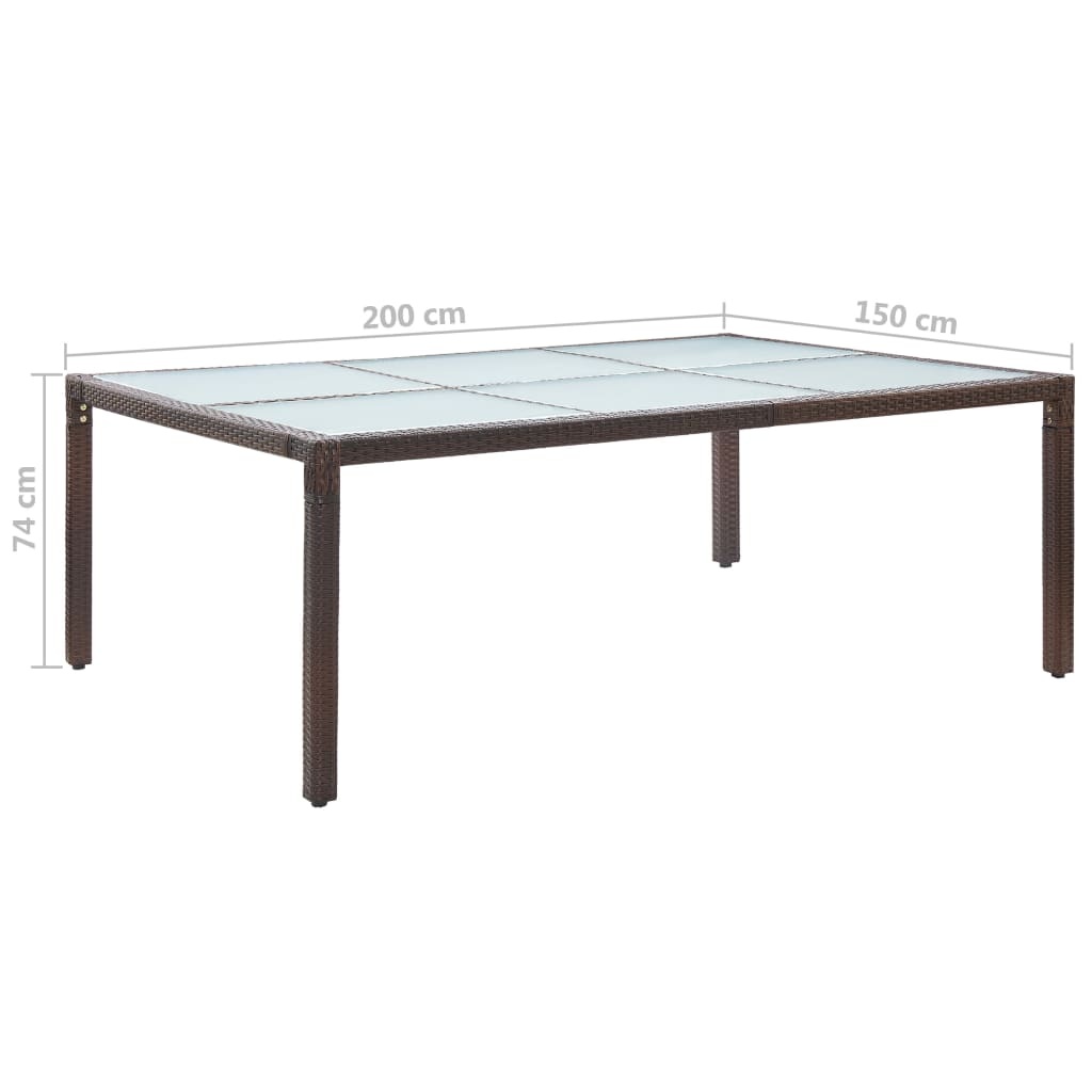 VidaXL Tuintafel 200x150x74 cm poly rattan bruin