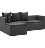 VidaXL 4-delige Loungeset met kussens poly rattan zwart