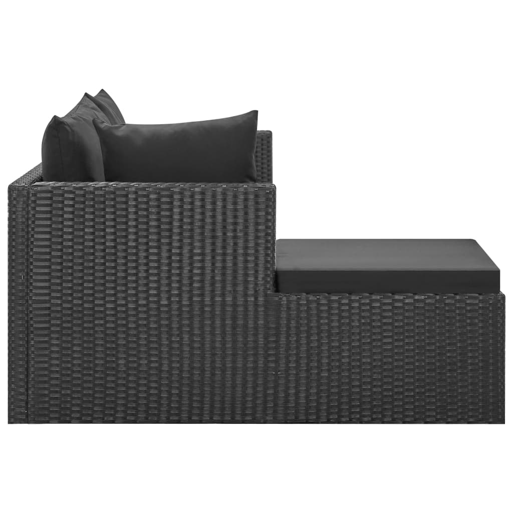 VidaXL 4-delige Loungeset met kussens poly rattan zwart
