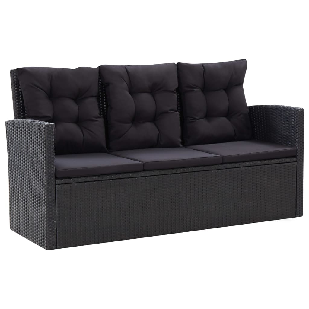VidaXL 6-delige Loungeset met kussens poly rattan zwart