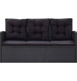 VidaXL 6-delige Loungeset met kussens poly rattan zwart